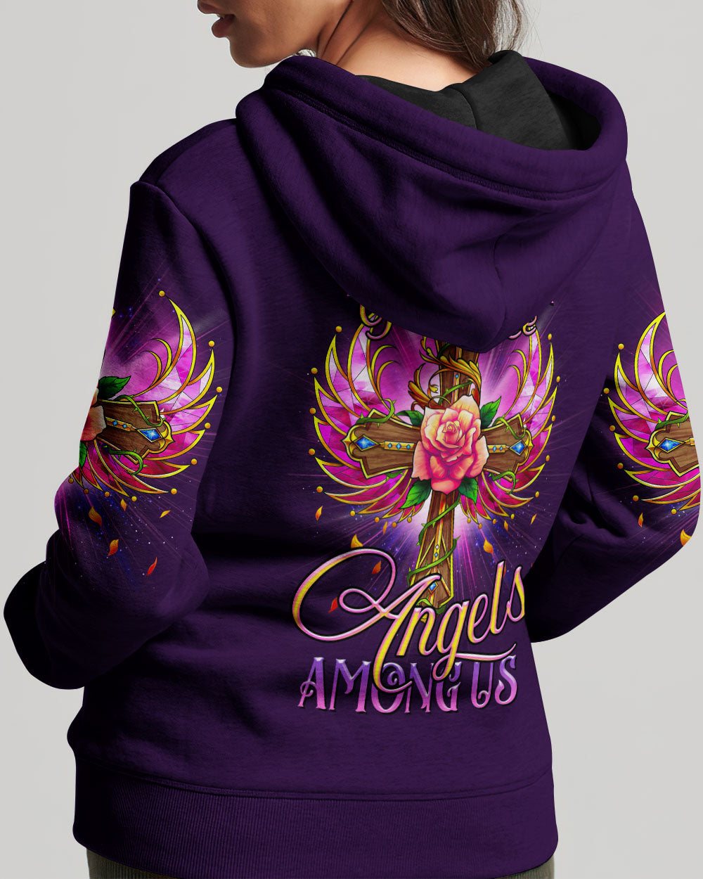I Believe There Are Angels Among Us Cross Rose Wings Women's All Over Print Shirt - Tltr0307234