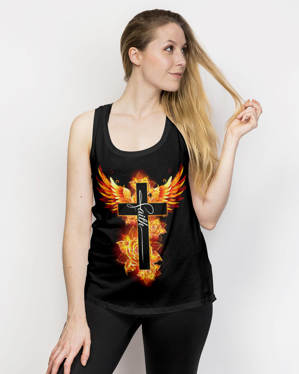 Faith Cross Rose Wings Arm Women's All Over Print Shirt - Tlty2506238