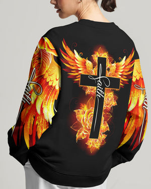 Faith Cross Rose Wings Arm Women's All Over Print Shirt - Tlty2506238