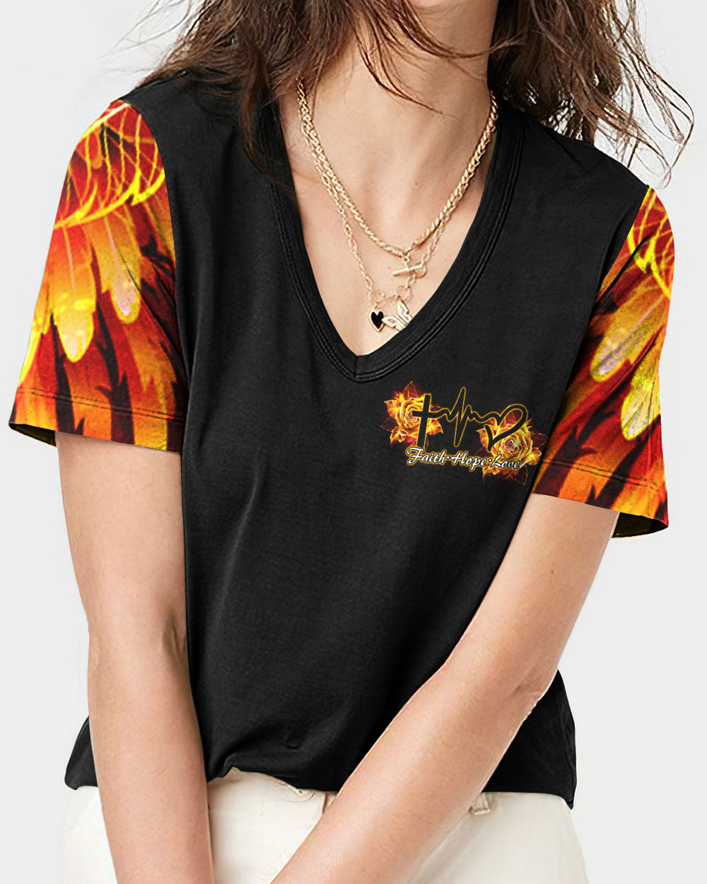 Faith Cross Rose Wings Arm Women's All Over Print Shirt - Tlty2506238