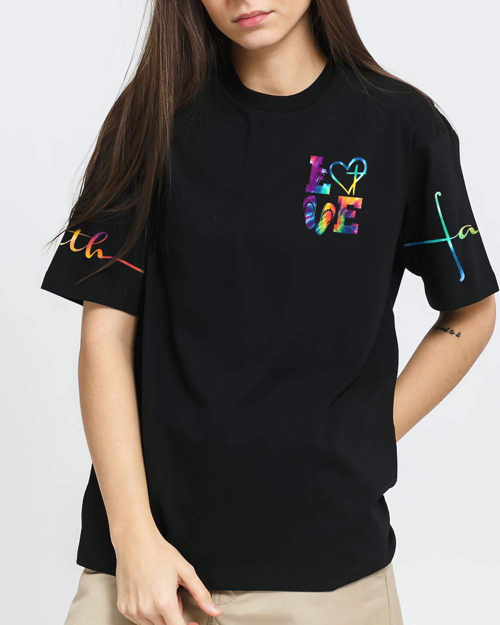 Love Faith Tie Dye Flag Women's All Over Print Shirt - Ty2506237