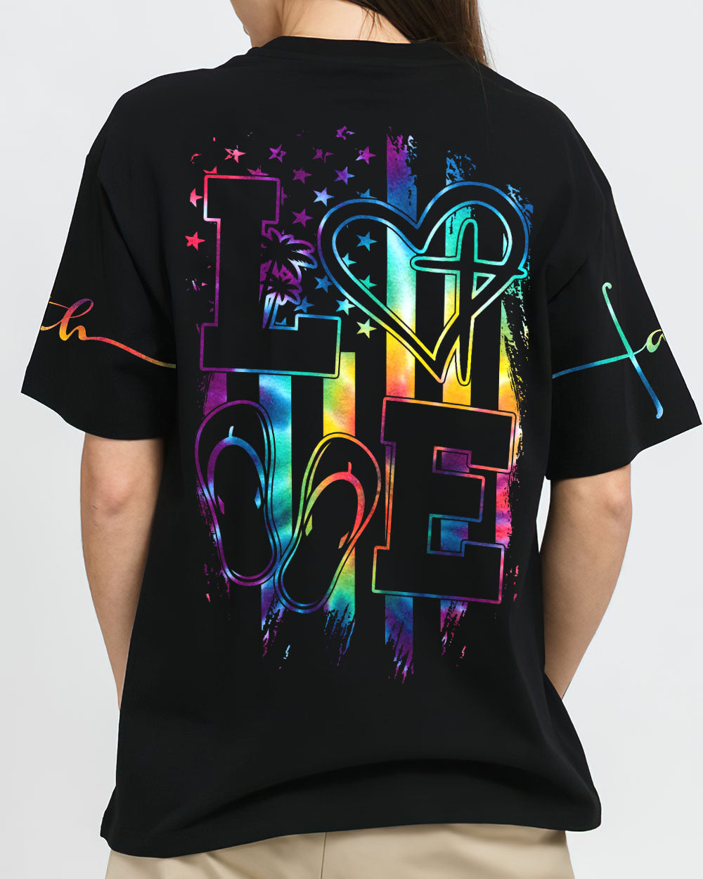 Love Faith Tie Dye Flag Women's All Over Print Shirt - Ty2506237