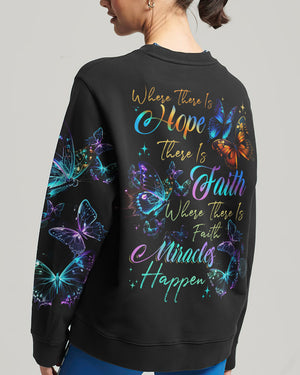 Where There Is Faith Miracles Happen Butterflies Women's All Over Print Shirt - Tytd2706231