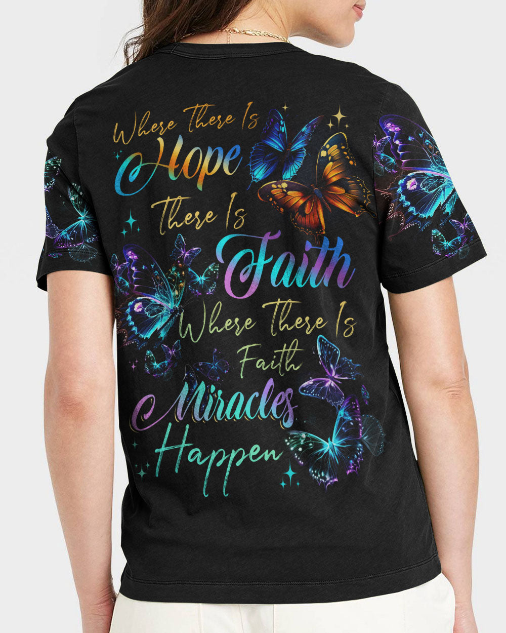 Where There Is Faith Miracles Happen Butterflies Women's All Over Print Shirt - Tytd2706231