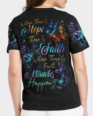 Where There Is Faith Miracles Happen Butterflies Women's All Over Print Shirt - Tytd2706231