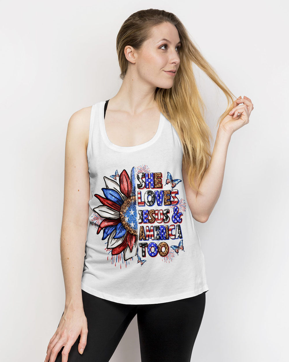 She Loves Jesus and America Women's All Over Print Shirt - Yhln0307234