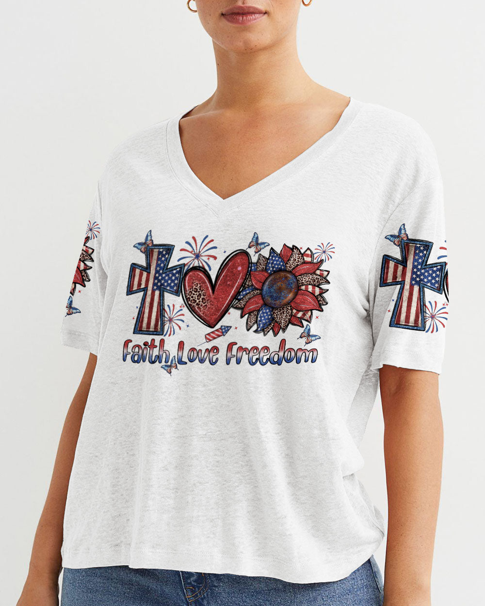 She Loves Jesus and America Women's All Over Print Shirt - Yhln0307234