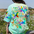 Faith Hope Love Butterfly Watercolor Women's All Over Print Shirt - Tlno0809234