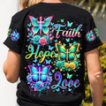 Faith Hope Love Butterfly Women's All Over Print Shirt - Tlno2501244