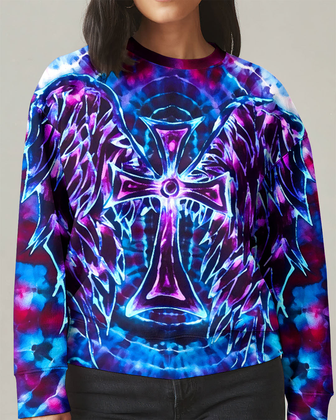 Faith In Light Wing Cross Swirl Women's All Over Print Shirt - Ri3103261