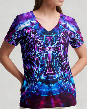 Faith In Light Wing Cross Swirl Women's All Over Print Shirt - Ri3103261