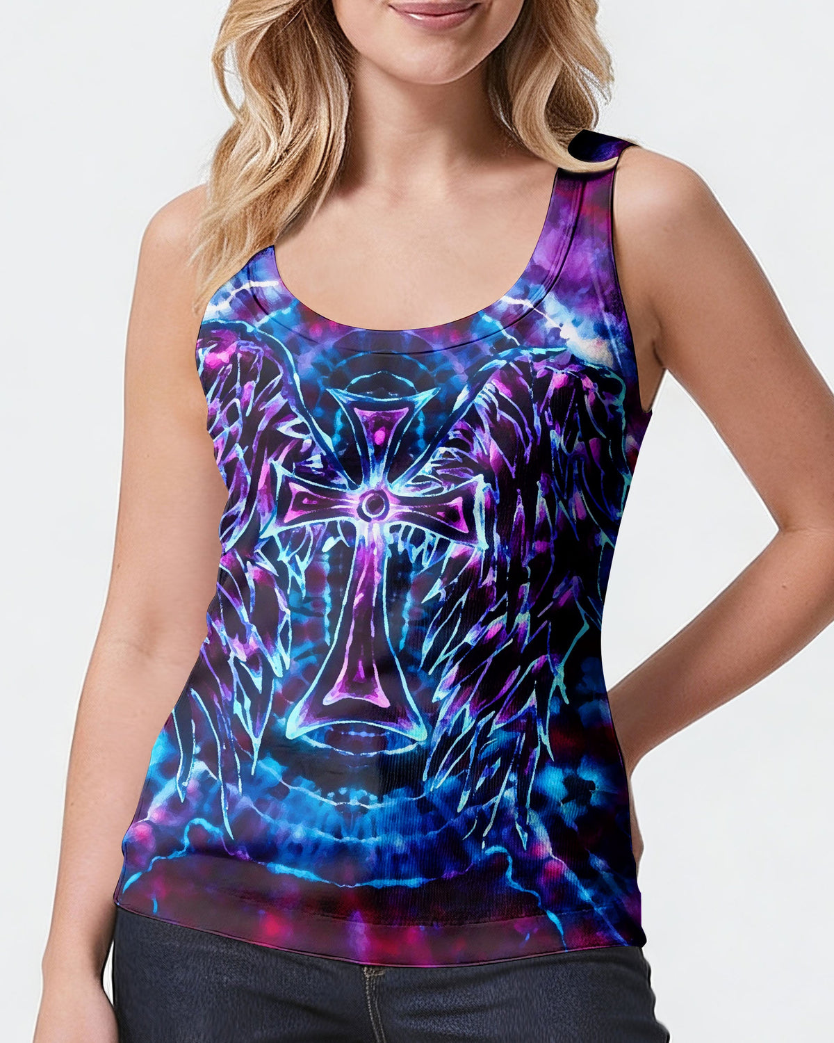 Faith In Light Wing Cross Swirl Women's All Over Print Shirt - Ri3103261