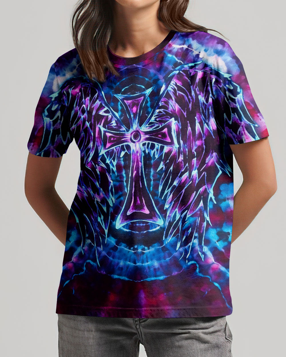 Faith In Light Wing Cross Swirl Women's All Over Print Shirt - Ri3103261