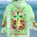 With God All Things Are Possible Sunflower Cross Women's All Over Print Shirt - Tlno2511232