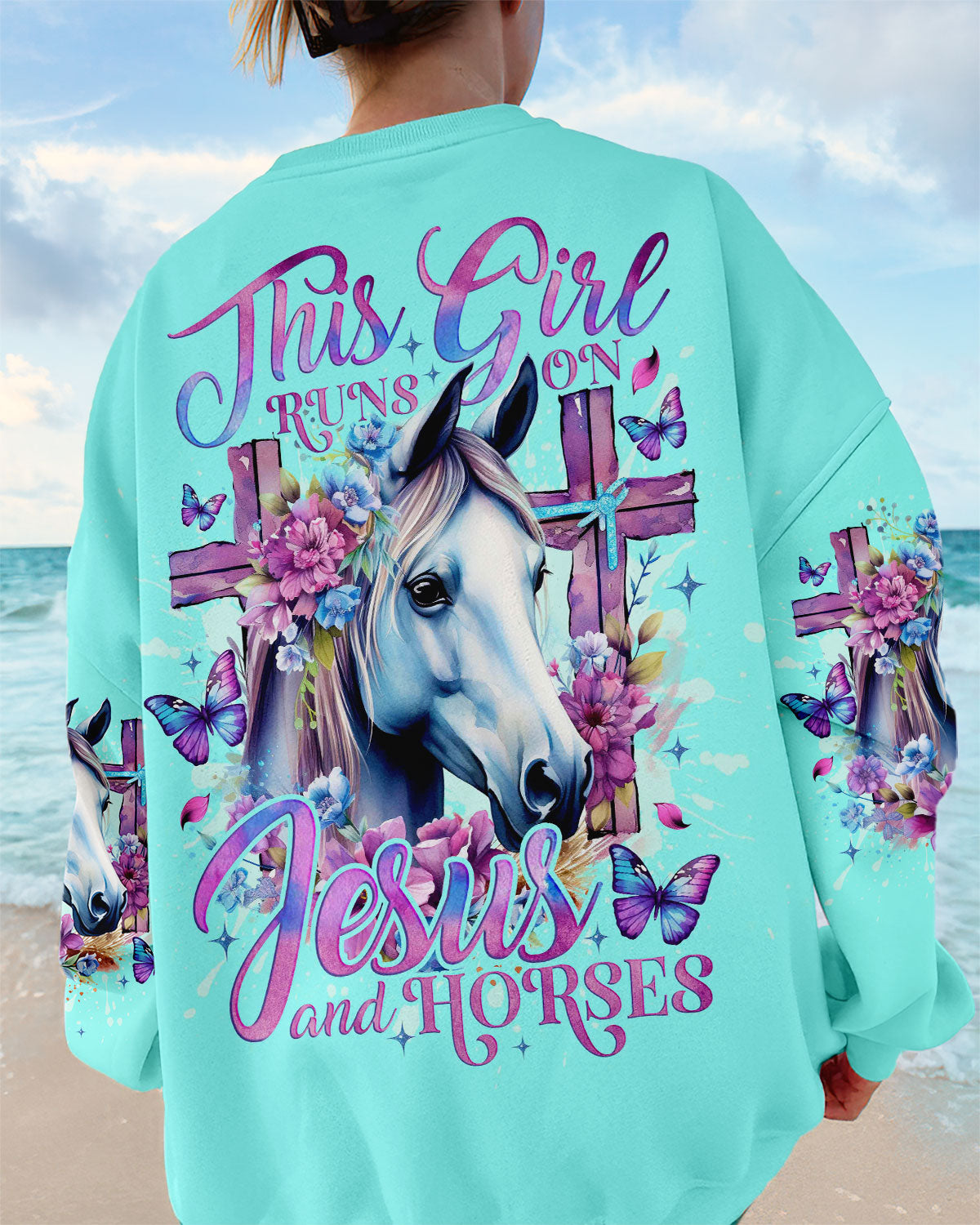 Runs On Jesus And Horses Women's All Over Print Shirt - Tlno2612234