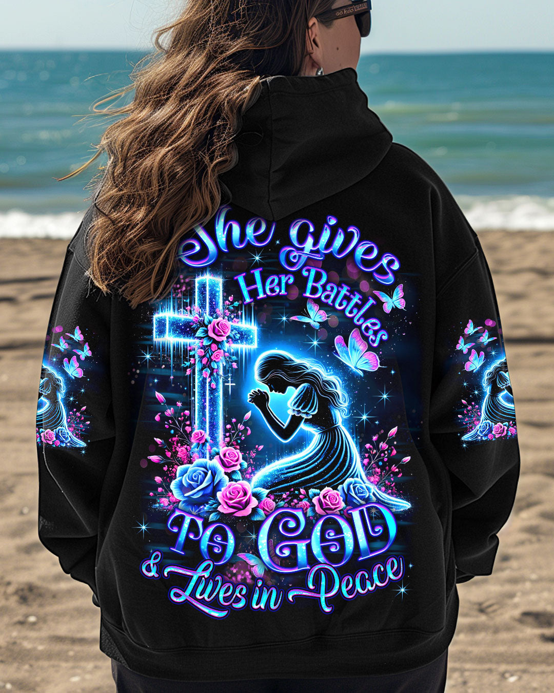 She Gives Her Battles To God Women's All Over Print Shirt - Yhdu1601252