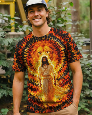 Jesus And Lion Swirl Men's All Over Print Shirt - Tlno2503261