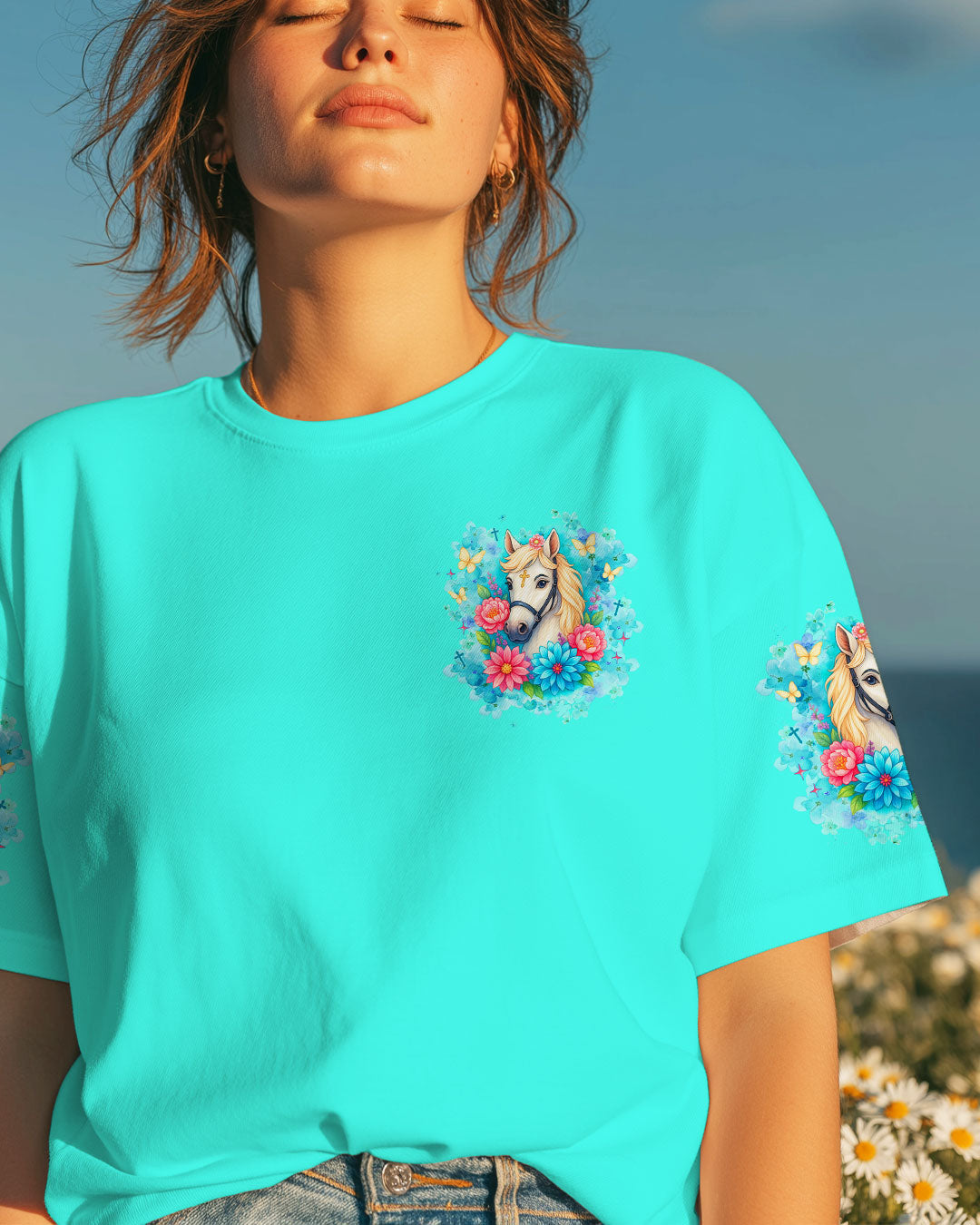 I Love Horses And Believe In Jesus  Women's All Over Print Shirt - Tlnz1807254