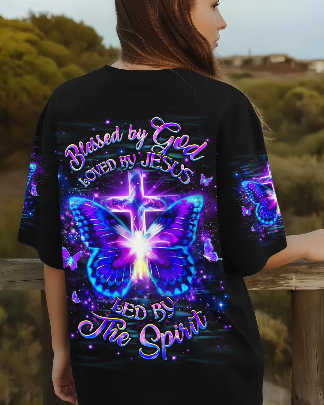 Blessed By God Loved By Jesus Butterfly Women's All Over Print Shirt - Yhhg0501262
