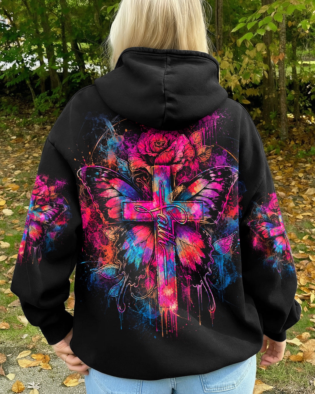 Faith Butterfly Rose Cross Women's All Over Print  - Tlhg0805263