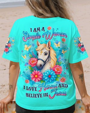 I Love Horses And Believe In Jesus  Women's All Over Print Shirt - Tlnz1807254