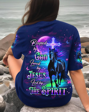 Blessed By God Loved By Jesus Horse Women's All Over Print Shirt - Tlhg1203261