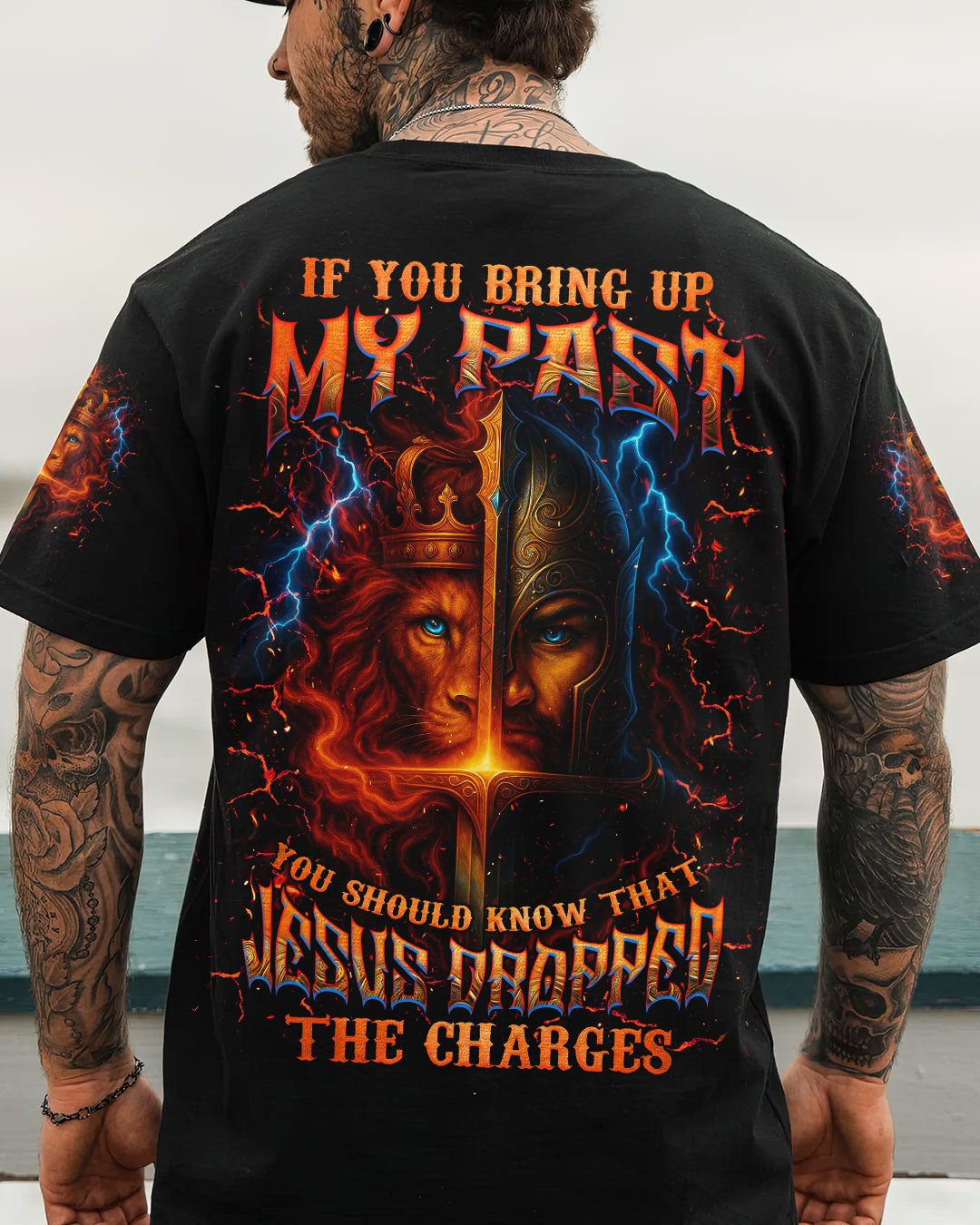 Jesus Dropped The Charges Lion Warrior Men's All Over Print Shirt - Tlnz2406253