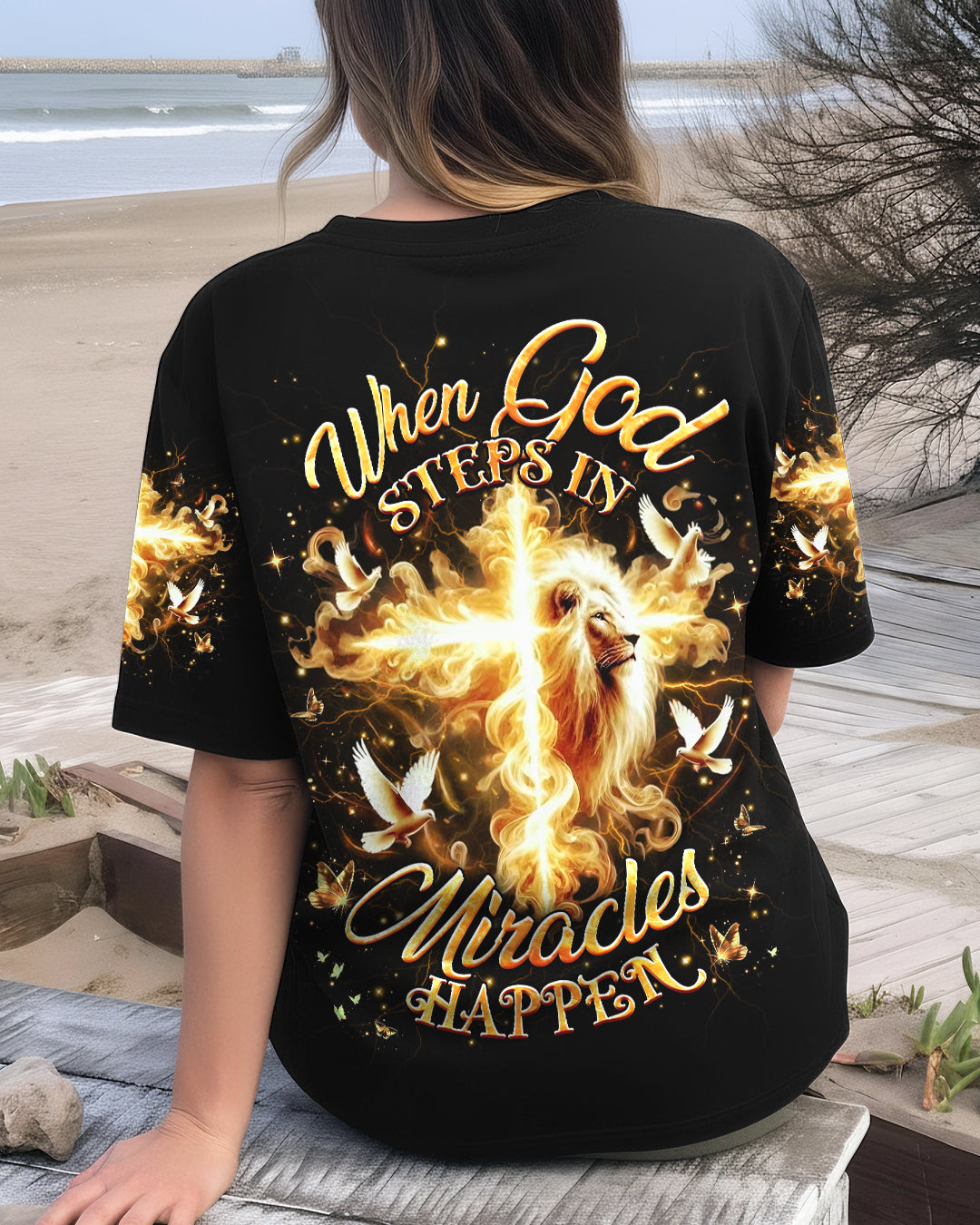 When God Steps In Miracles Happen Women's All Over Print Shirt - Yhhg1711252