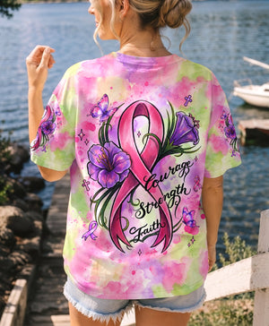 Courage Strength Faith Breast Cancer Awareness Women's All Over Print  - Tlhg2407262