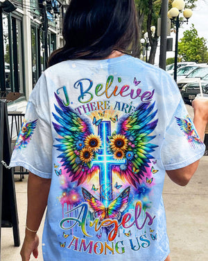 I Believe There Are Angels Among Us Cross Wings Women's All Over Print Shirt - Tlnz1912235