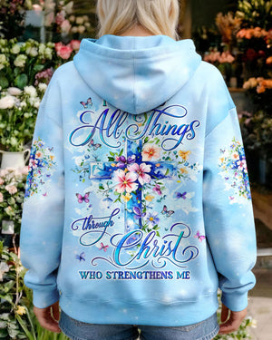 I Can Do All Things Cross Flowers Women's All Over Print Shirt - Tyln1606262
