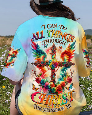 I Can Do All Things Cross Wings Tie Dye Women's All Over Print Shirt - Tlnz2401242