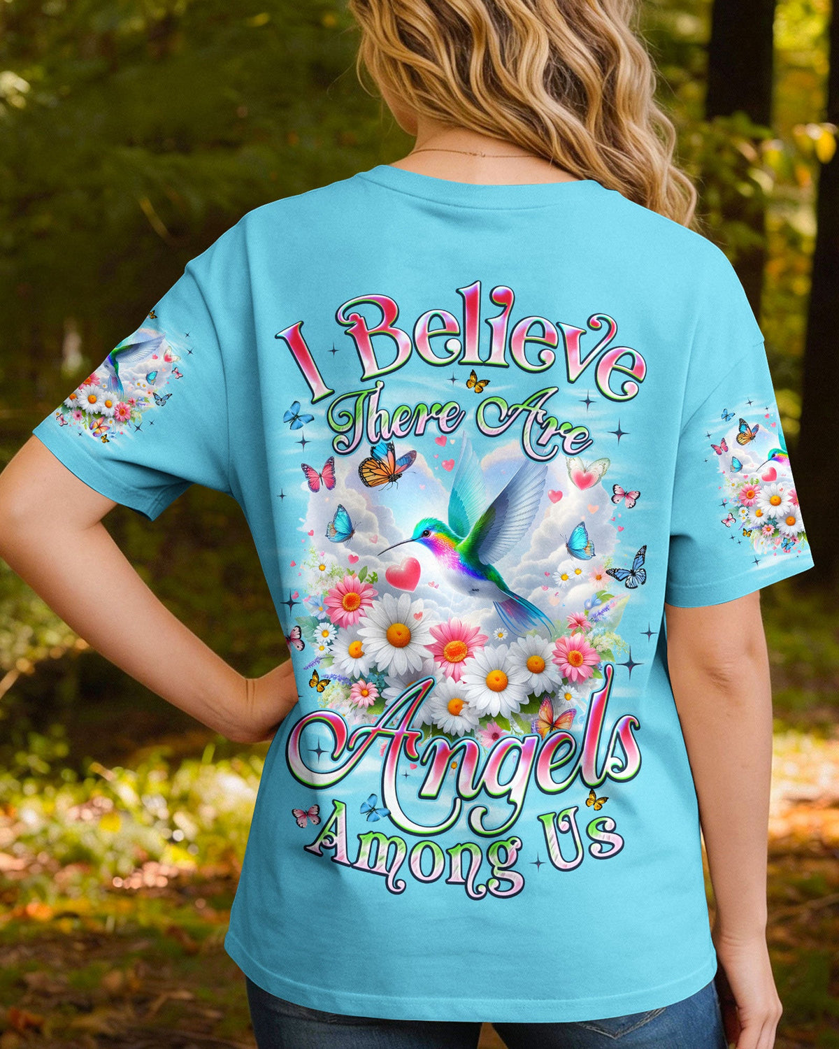 I Believe There Are Angels Among Us Hummingbird Women's All Over Print Shirt - Tyqy0602262