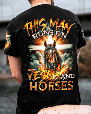 Runs On Jesus And Horses Men's All Over Print Shirt - Tyqy1901242