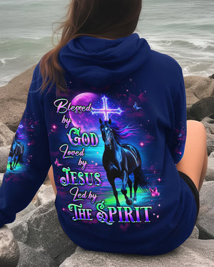 Blessed By God Loved By Jesus Horse Women's All Over Print Shirt - Tlhg1203261