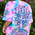 With God All Things Are Possible Cross Butterflies Women's All Over Print Shirt - Tyln2406263