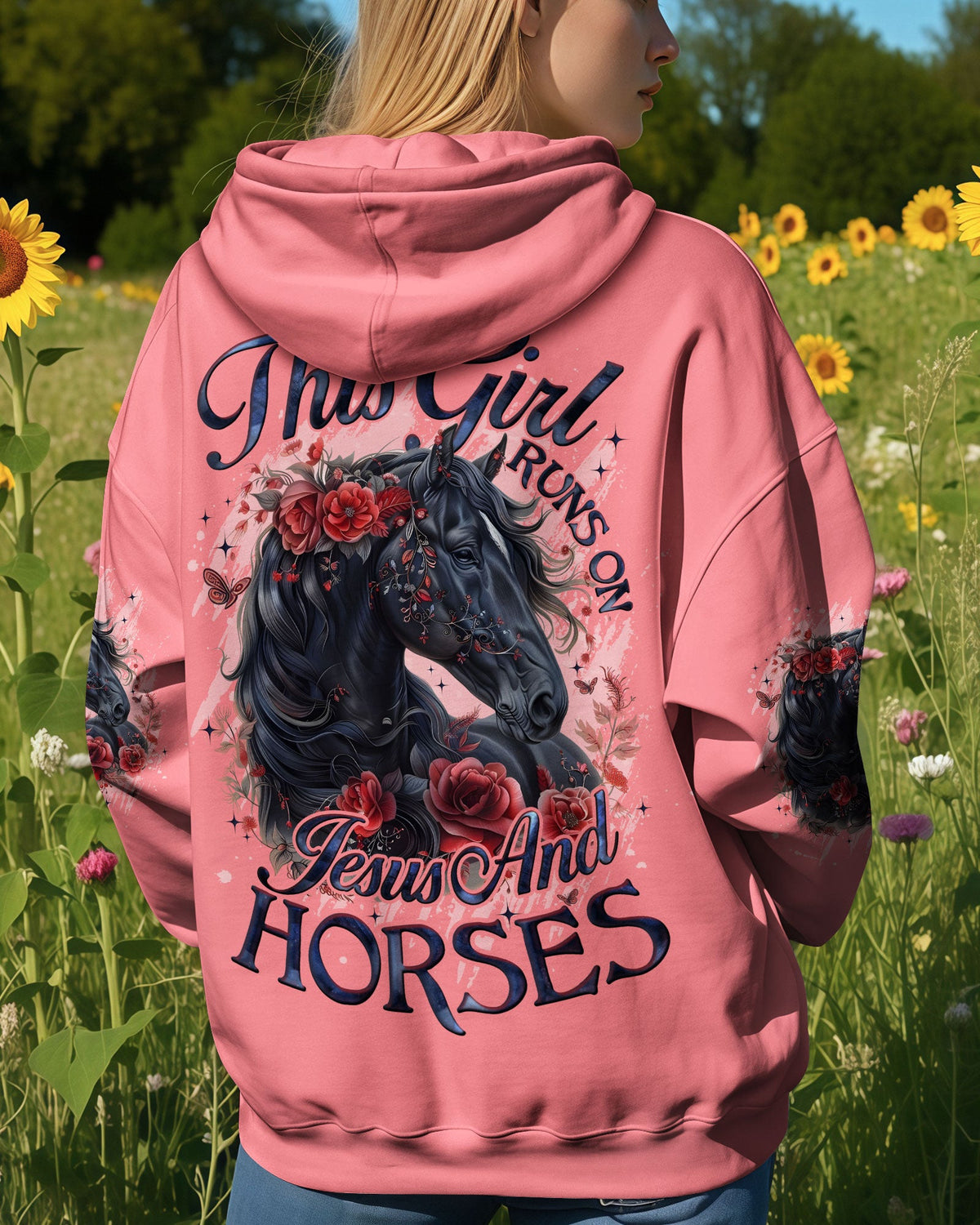 This Girl Runs On Jesus And Horses Women's All Over Print Shirt - Tyqy0212252