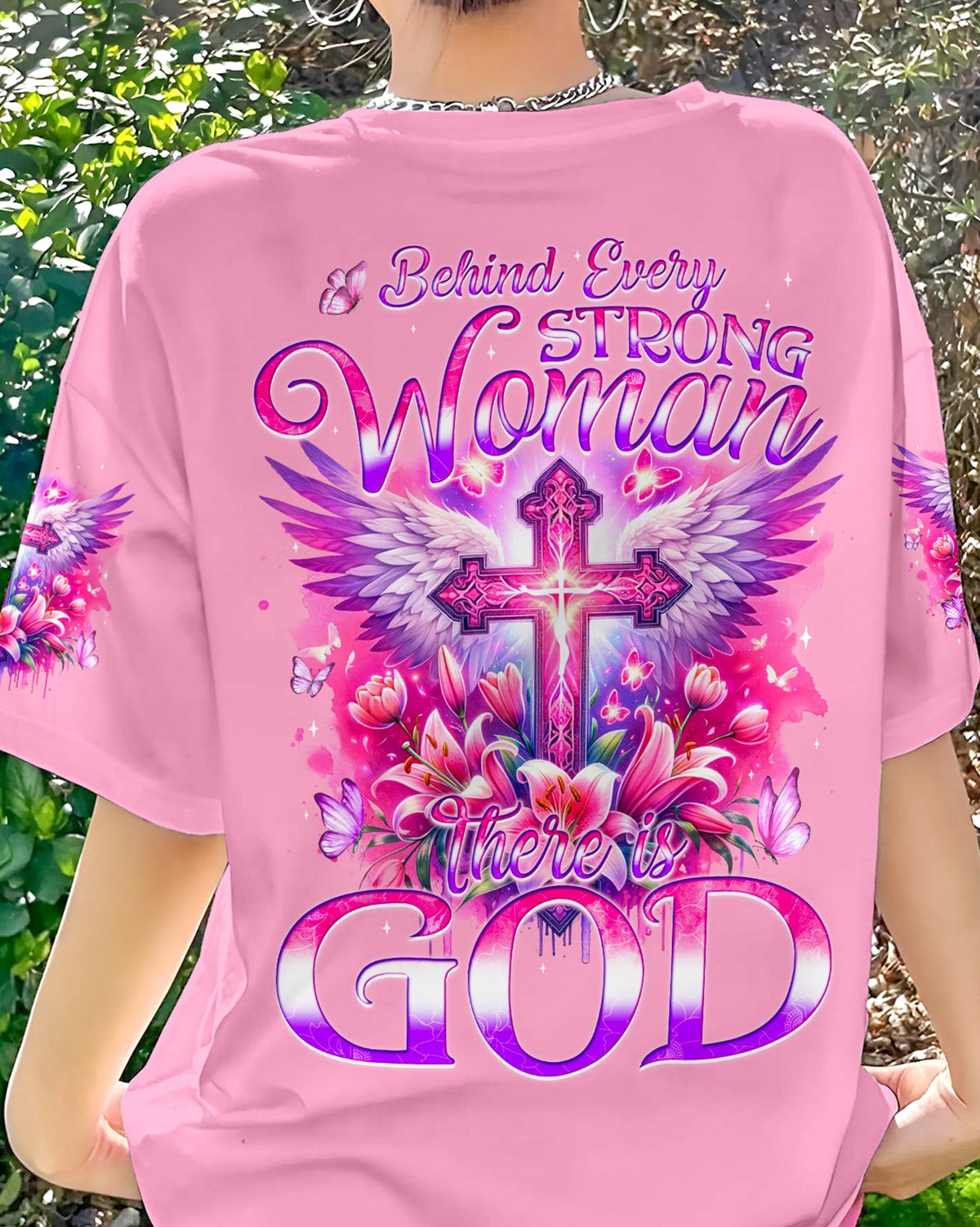 Behind Every Strong Woman There Is God Women's All Over Print Shirt - Tyqy1106241