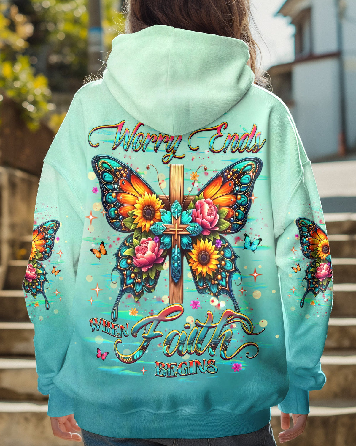 Worry Ends When Faith Begins Women's All Over Print Shirt - Yhhg1001254