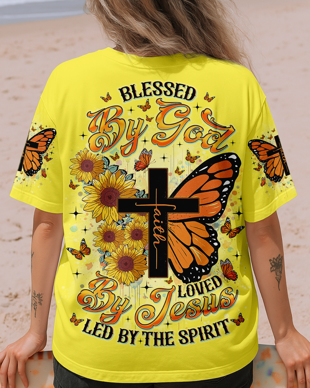 Blessed By God Loved By Jesus Butterflies Women's All Over Print Shirt - Tlno0909251