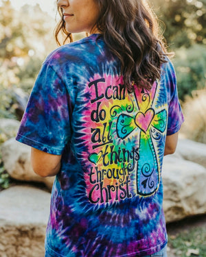 I Can Do All Things Through Christ Colorful Faith Cross Swirl Women's All Over Print Shirt - KM0904263