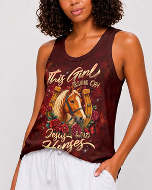 This Girl Runs On Jesus And Horses Women's All Over Print Shirt - Tltw2807261