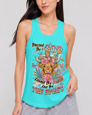 Blessed By God Highland Cow Women's All Over Print Shirt - Tlhn2807263