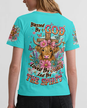 Blessed By God Highland Cow Women's All Over Print Shirt - Tlhn2807263