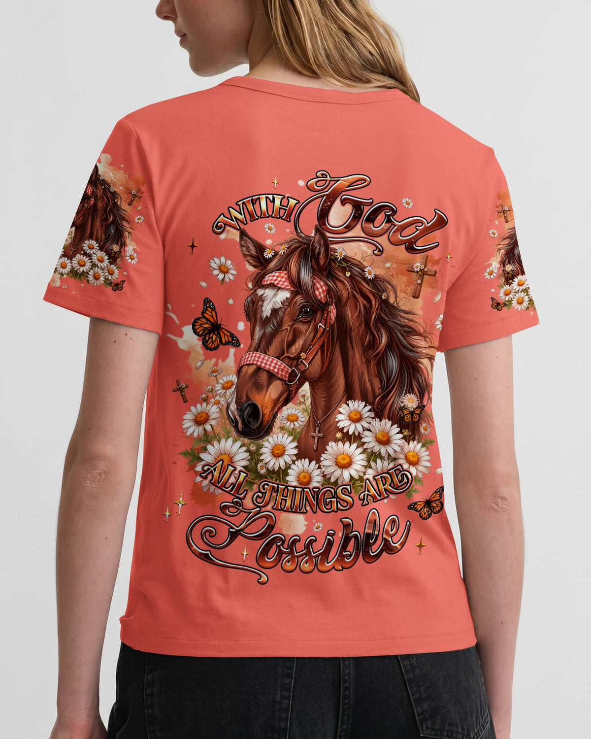 With God All Things Are Possible Horse Women's All Over Print Shirt   - Tlhg0207263