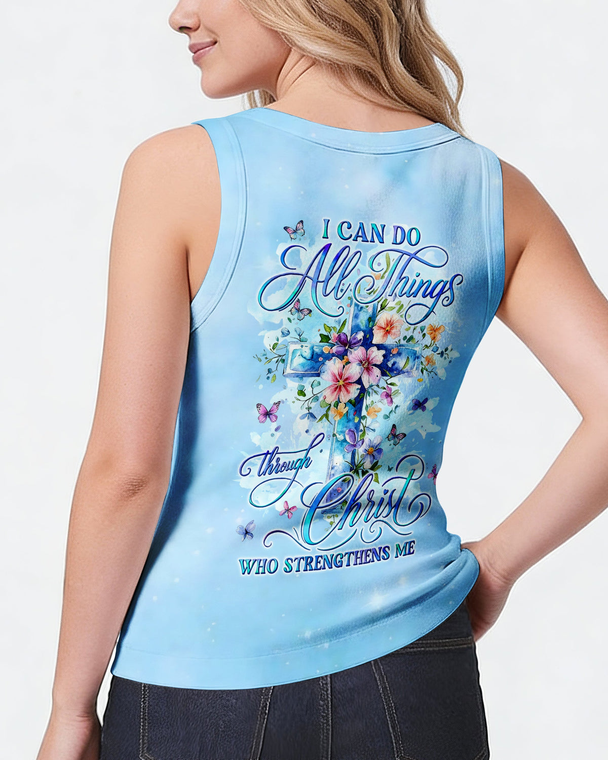 I Can Do All Things Cross Flowers Women's All Over Print Shirt - Tyln1606262