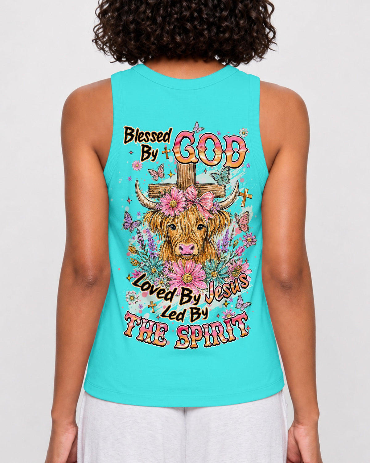 Blessed By God Highland Cow Women's All Over Print Shirt - Tlhn2807263