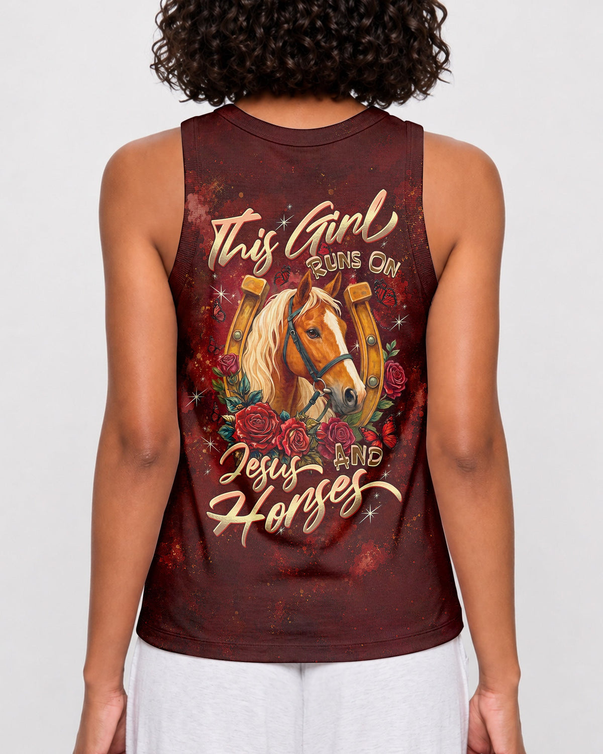 This Girl Runs On Jesus And Horses Women's All Over Print Shirt - Tltw2807261