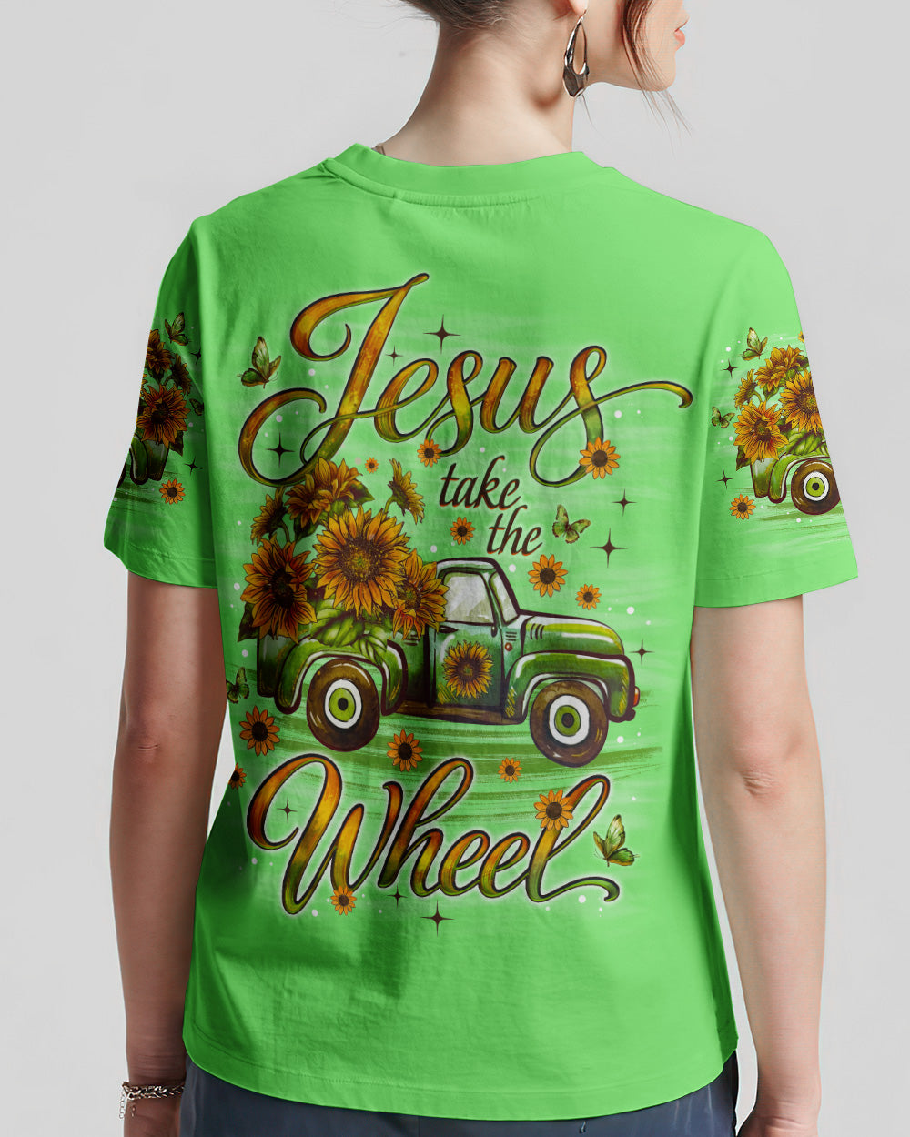 Jesus Take The Wheel Truck Sunflower  Women's All Over Print Shirt - Tlno1704261
