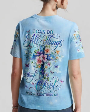 I Can Do All Things Cross Flowers Women's All Over Print Shirt - Tyln1606262